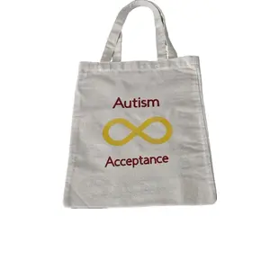 Autism Acceptance Infinity Symbol 14in x 12in Polyester Red and Yellow Tote Bag for Everyday Use