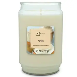 Mainstays Vanilla Scented Large Glass Jar Candle - 20oz - Decor, Freshener Round Bean