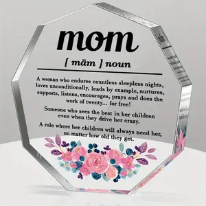 1PC Mom Gifts from Daughter Son Thank You Gift for Mom Best Mom Ever Birthday Christmas Gifts for Mother Bouns Mom Stepmom Single Mom New Mom Mama and Mom Definition Acrylic Decorative Signs Plaques