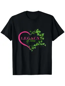 Legacy of Love Sorority T-Shirt - Unisex 100% Cotton Soft Round Neck Tee with Pink & Green Ivy Greek Letter Suitable for Men & Women Casual Gift for Sorority Events Birthdays Ramadan Valentine's Day - Machine Washable