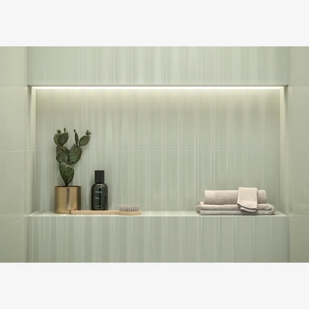Creston Sage Green 3x12 Bright Glossy Ceramic Tile Sample