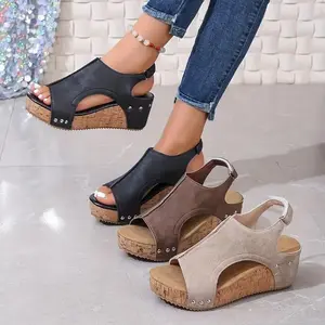 Stylish Retro Wedge Sandals - Peep-Toe Cut-Out Design, Slingback Strap, Casual Summer Outdoor Platform Shoes with Comfortable Heel and Soft Insole - for Beach, Pool, and Outdoor Activities