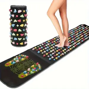 Portable Black Polypropylene Foot Massage Mat - Reflexology And Acupuncture Mat Designed for Detoxification And Improved Circulation - Sizes 47.24X13.78 Inches And 55.12X13.78 Inches, Acupuncture