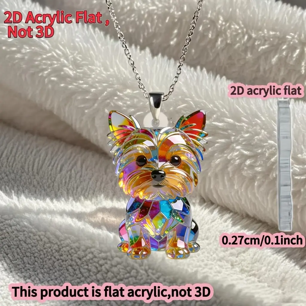 2D Acrylic Yorkshire Terrier Necklace, New Women's Fashion Y-Shaped Pendant, Perfect Gift for Birthday Parties and Holidays, Trendy Charm Necklaces, Charms Necklace