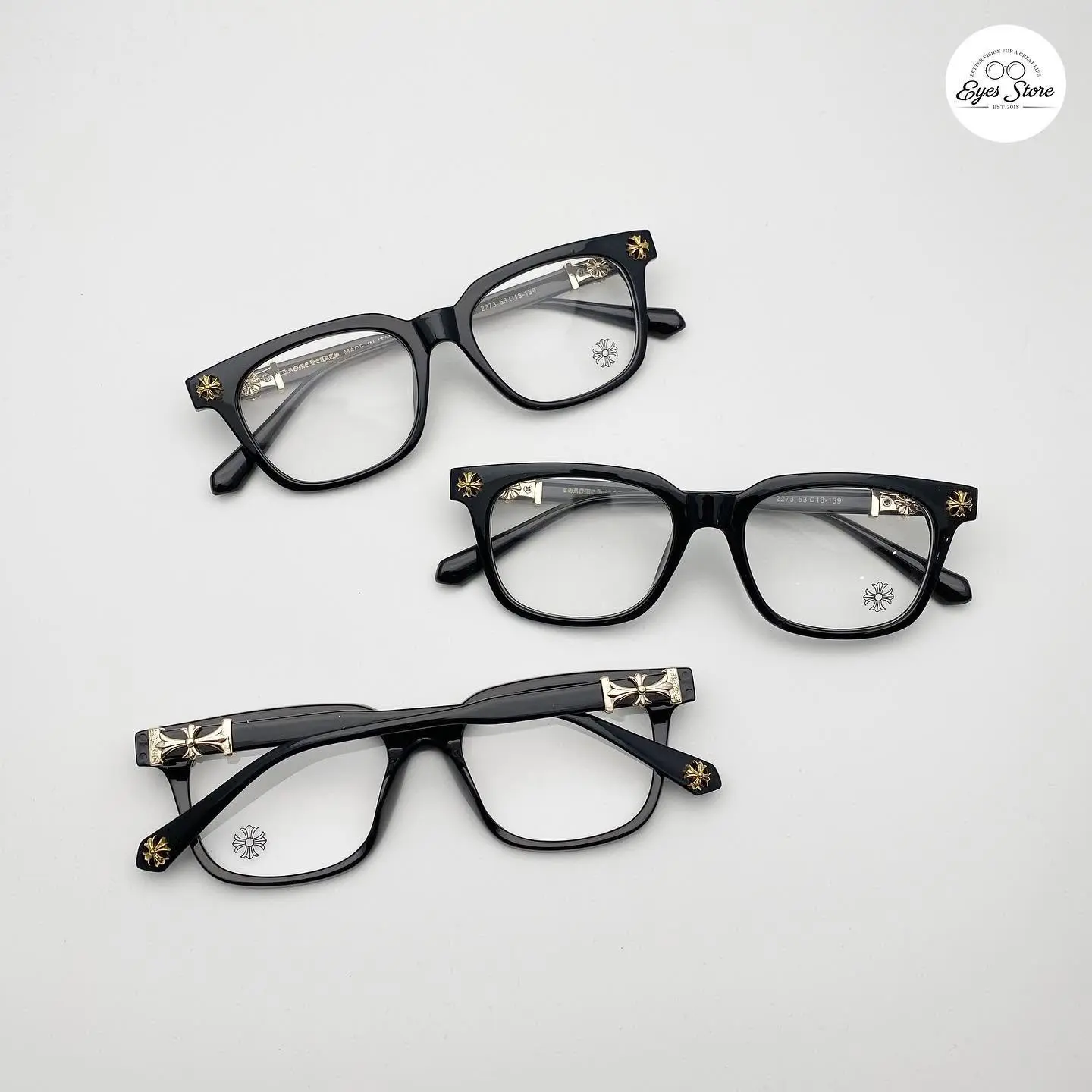 Chrome Hearts Square Anti-Blue Light Eyeglasses – Unisex Metal Frame Clear Lens Fashion Eyewear for Men & Women