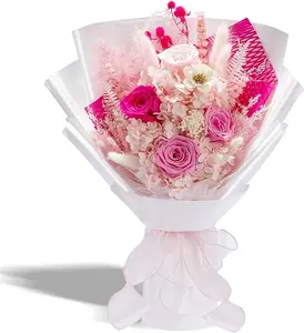 Valentines Day Flowers Gifts for Her, Flowers for Delivery, Preserved Flowers Bouquets, Birthday Gifts for Women, Mothers Day Flowers, Christmas Gifts (Pink) Decor Floral Foam