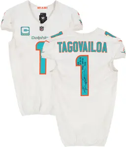 Tua Tagovailoa Miami Dolphins Autographed Game-Used #1 White Jersey vs. Atlanta Falcons on October 26, 2025 with Multiple Inscriptions - Fanatics Authentic Certified