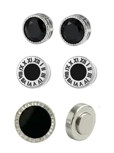 Men's Magnetic Stud Earrings Set, Roman Numeral Zircon, Punk Style, No Piercing, Unisex Gift Box, All Seasons Jewelry