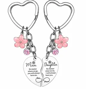 2 Pcs Mother Daughter Heart Matching Keyring Keychain Set Gifts For Mom Mothers Day Gifts from Daughter Christmas Gift