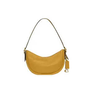 COACH Luna 27 Leather Handbag with Zipper Closure for Women in Yellow