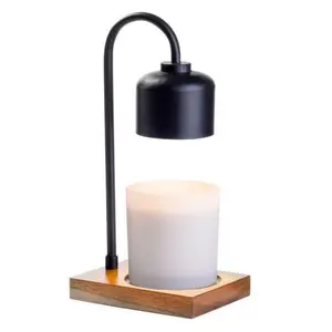 Black & Wood Arched Candle Warmer Lamp – Flameless Candle Melter for Cozy Home Decor