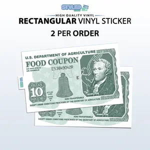 10 food stamp coupon rectangular vinyl stickers