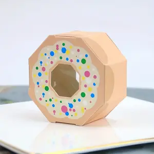 25pcs Vibrant Donut-Shaped Paper Favor Boxes with Clear Display Window - Ideal for Weddings, Parties & Gift Box