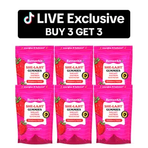 BetterAlt B3G3 She-lajit Strawberry  Gummies | Himalayan Shilajit + Shatavari + Saffron | OBGYN Recommended | Energy & Hormone Balance | Strawberry & Orange Flavors | 60 Gummies each