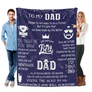 Fathers Day Gift To My Dad Super Dad Blanket Ultra Soft Flannel Throw Cozy Warm Navy Blue Dad Quote Blanket for Bedroom Couch Sofa Living Room Birthday Christmas Gift for Dad Papa Grandpa