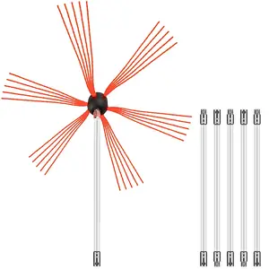 VEVOR Chimney Sweep Kit 20FT Length, TikTokShopBlackFriday, Chimney Brush Kit with 6 Nylon Flexible Rods, Rotary Chimney Cleaning Kit Driven by Drill, Chimney Cleaning Tool Kits for Sweeping Fireplace Flue