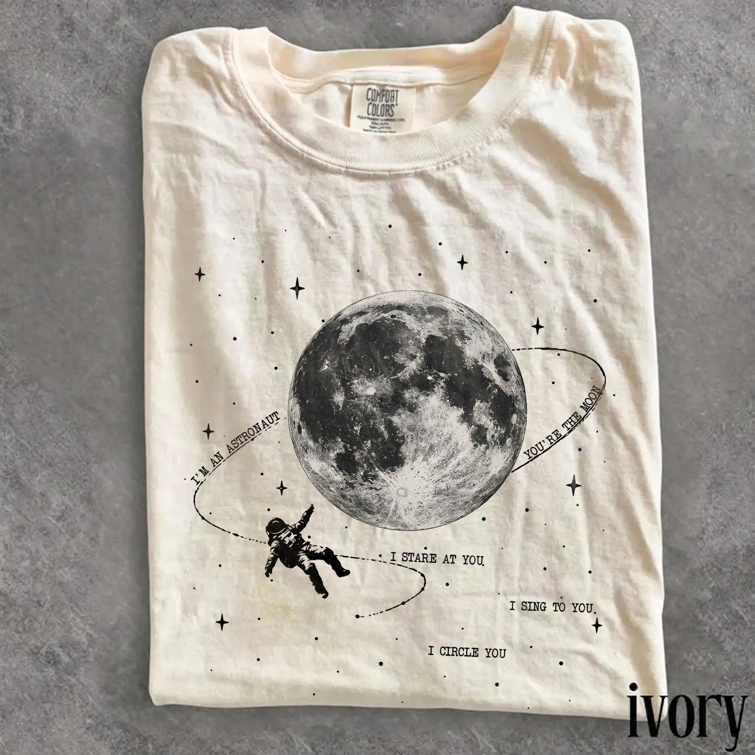 Comfort Colors Astronaut Moon Indie Folk Y2k Graphic Tee, Orbiter Inspired Retro Moon Folk Concert Unisex T-Shirt - Perfect Gift for Fans