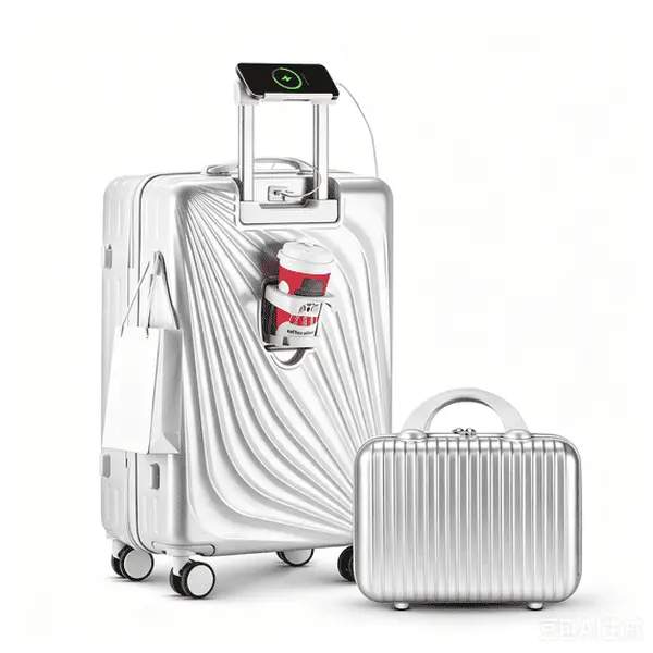 2-Piece Airline-Approved Carry On Luggage Set - 20in ABS-PC Hardside Spinner Suitcase with 14in Cosmetic Case, Zipper, Cup Holder, Phone Holder, USB Charging Port, Combination Lock, Lightweight Travel Gear for Weekend Trips