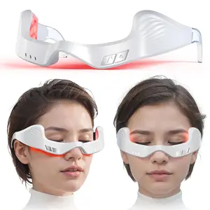 Under Eye Red Light Therapy Device; Facial Red Light Therapy for Reducing Dark Circles and Puffiness, Smoothing Fine Lines; Eye Massager with Glasses Strap