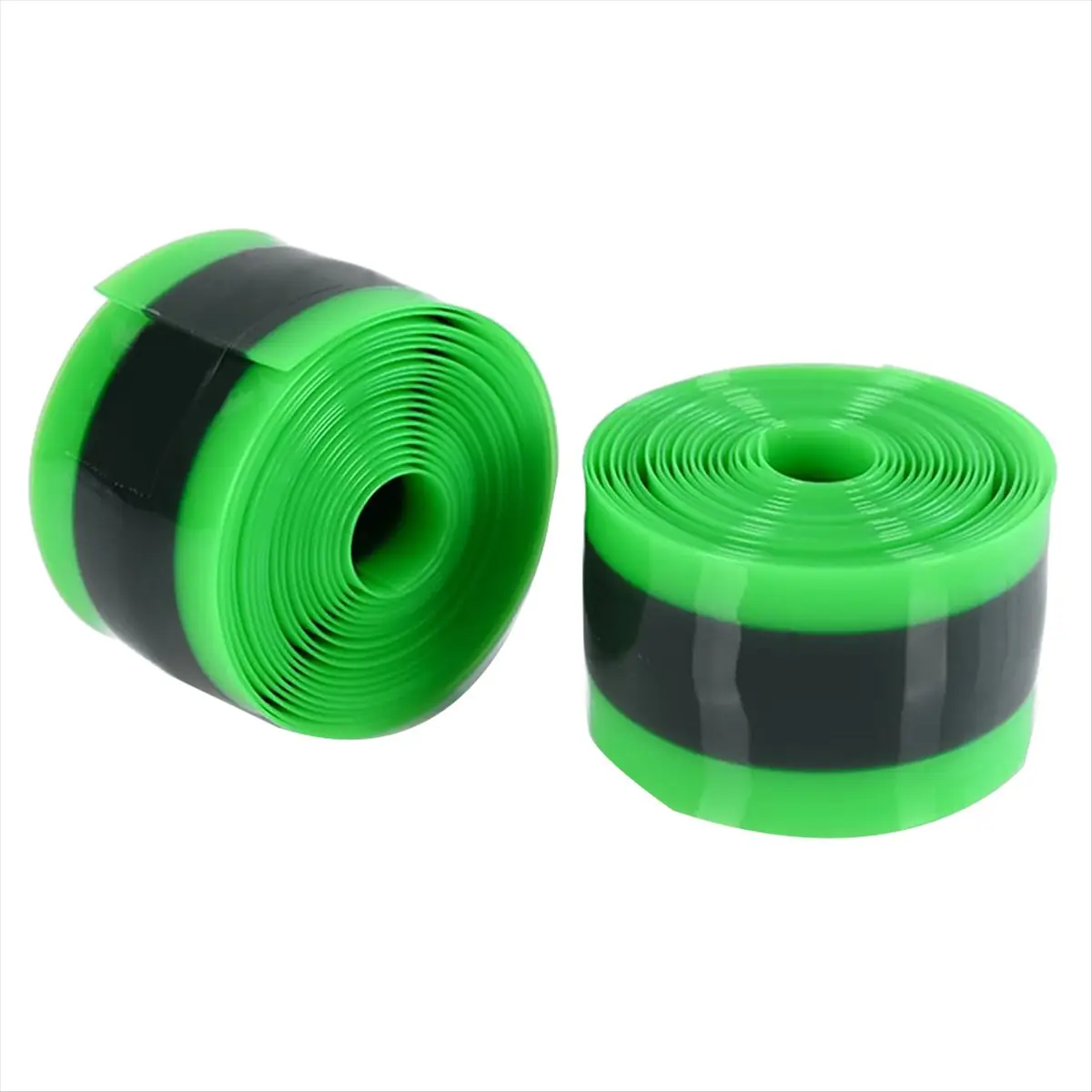 2PCS Durable Polyurethane Bike Tire Liners - Universal Fit, Easy Trim, Easy Install, Lightweight Puncture Protection, Green+Black, Blocks Thorns/Nails, Fits 12/16/18/20/24/26/27.5/29inch Bicycle Inner Tubes, Defends Against Trail Debris