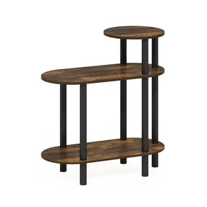 Amber Pine TURN-N-TUBE 3-Tier Coffee Table, Open Shelf Storage, Tool-Free Assembly, Versatile Design for Bedrooms, Small Spaces