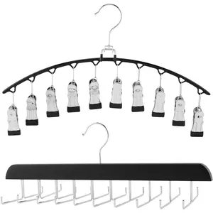 2 Pack Legging Organizer & Bra Hanger, Space Saving Underwear and Pants Storage Hangers max Holding 30 Clothes, Multipurpose Hangers for Shorts,Hats(Color:Black+)