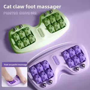 Cat Paw Foot Massage Device with Four-Row Rollers & Meridian Magnetic Therapy for Deep Tension Relief and Improved Circulation Daily Purple