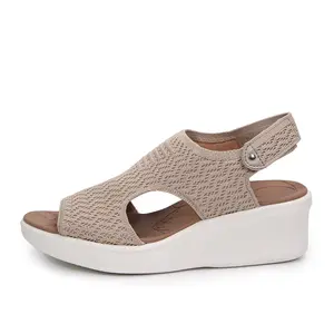 mysoft Women's Platform Sandals Comfort Walking Sandals for Women Summer Knit Elastic Slingback Sandals Open Toe Wedge Sandals Non-Slip Orthopedic Sports Sandals