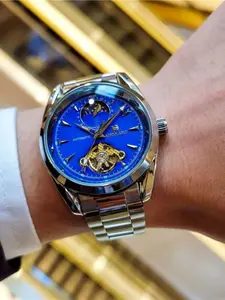 Luxury Men's Business Automatic Mechanical Watch, Fashion Simple Design, Large Tourbillon Hollow Out, Unisex Casual Daily Wear