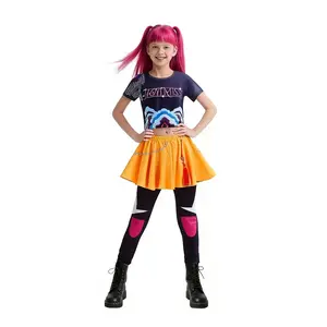 LOEL Girls Demon Singer Costume 12-13 Years Bold Design Top & Skort for Hunters Stage Dance Idol Cosplay Kids Halloween Outfit