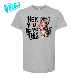 Cat Dropped Brain The Block Funny Soft Style Tee Shirt Crewneck Classic