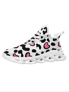 Women's Fashionable Heart Print Low Top Sneakers, Casual Comfortable Sports Running Shoes, Female All-match Round Toe Shoes for Daily Wear, Athletic Running Shoes