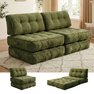 72" Chenille Foldable Sofa Bed, Convertible Sleeper Chair, Comfortable Floor Sofa Lounge for Living Room, Single & Double Sizes