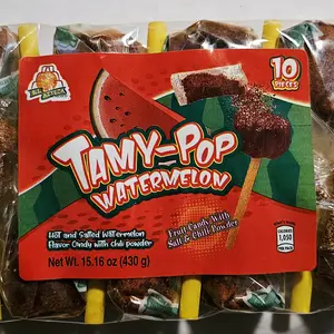 Tamy-Pop Watermelon Lollipops hot and salted candy Large lollipops 10pk
