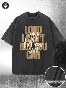 230 Washed Cotton T-shirt with Stacked Text Design, Available in Multiple Colors. Made of High-quality Washed Cotton, This T-shirt Features a Textured Silver and Black Background to Highlight Its Design, with a Circular Fabric Close-up Showing 'was