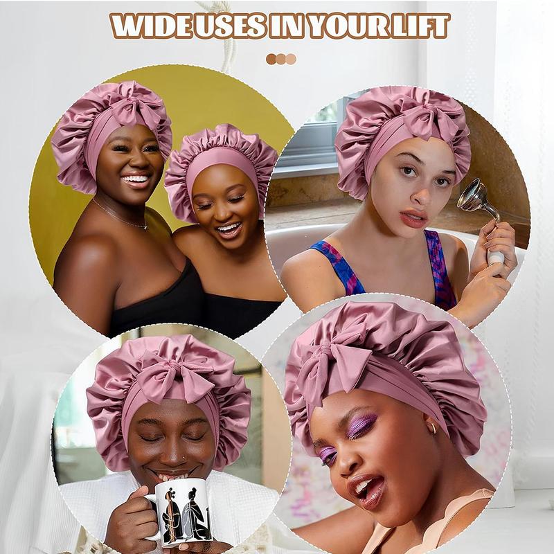 Double Layer Silk Bonnet for Haircare - Soft & Practical Sleeping cap with Elastic Tie Band for Curly & Natural Hair Mother's Day Gift