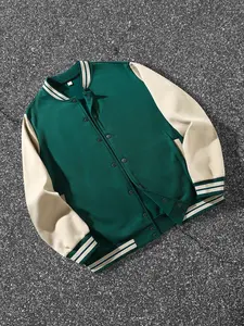 American Retro High Street Patchwork Baseball Jacket, Spider Web Print, Streetwear Trendy Overcoat for Men Women Fall Winter