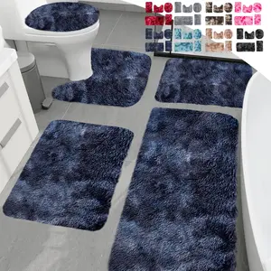 4/5pcs Mixed Colors Bath Mats Set Bathroom Rugs For 4/5pcs Toilet Mats Universal Soft Quickly Dry Comfortable Water Absorption Non-Slip Thick Machine Washable Easy Dry Dark Color Bathroom Mat