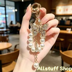 Allstuff Shop Fashion Rhinestone Imitation Butterfly Keychain Unisex Alloy Iron Tower Pendant Car Decoration Creative Backpack Phone Case Keychain Gift Birthday Teacher's Day Valentine's Day Accessories