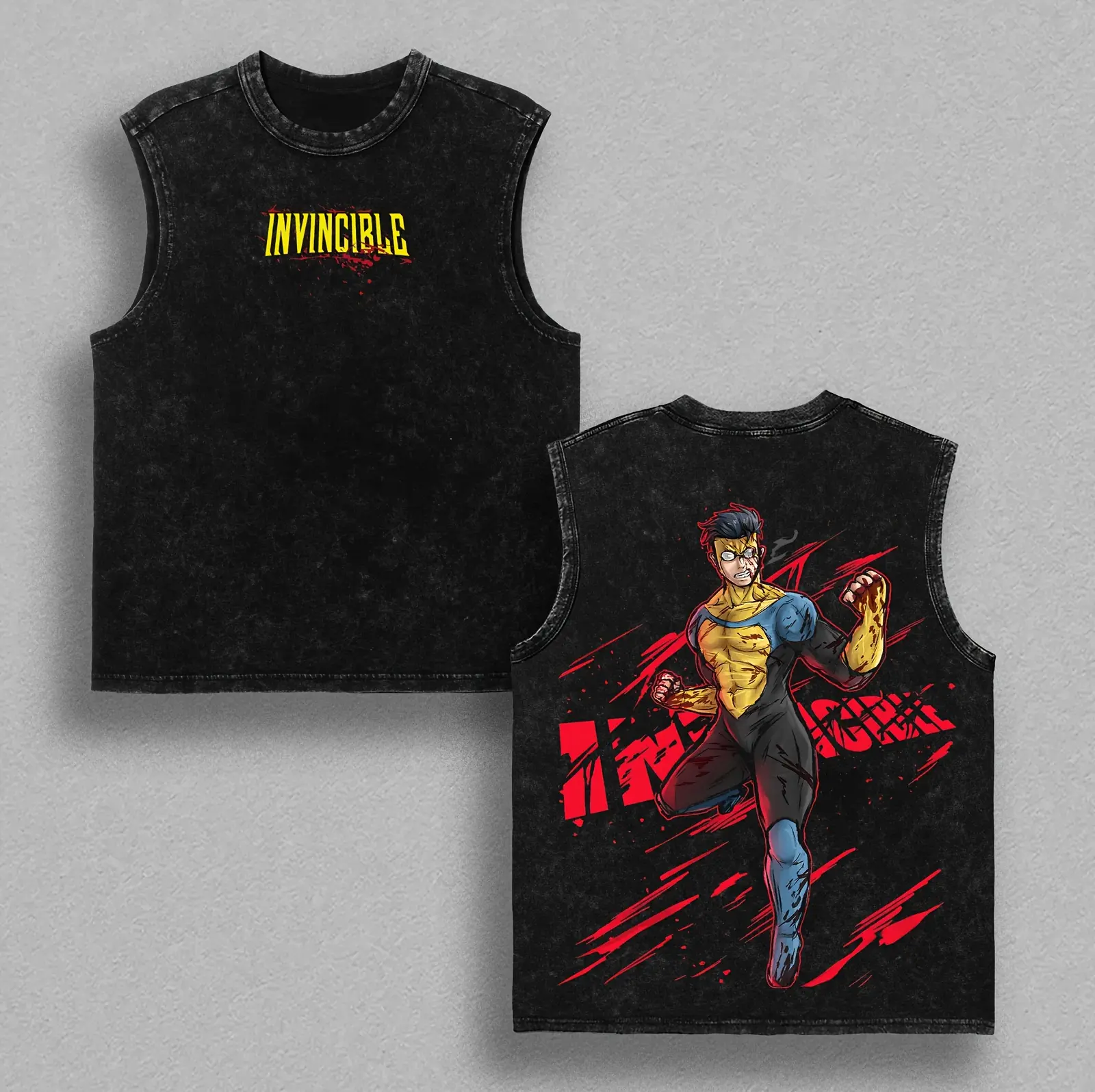 Menswear Invincible Mark Grayson Superhero Graphic Tee - Retro Vintage Washed, Classic Personalized Sports Clothes for Men, Casual, Multi-Size, Activewear, Short Sleeve, Fitted, Retro Wash, Athletic, Sportswear