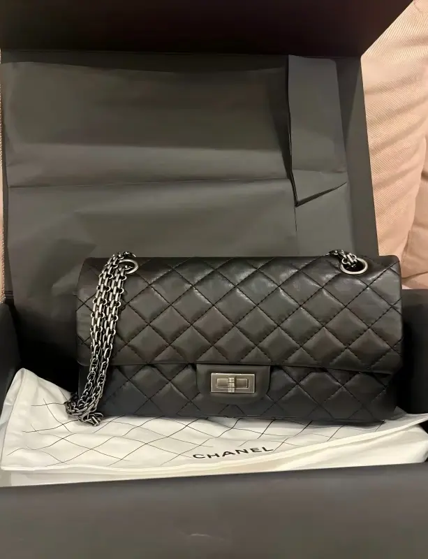 ‮ LENAHC  ‬2.55 Reissue Retro Rhombus Quilt Flap Handbag Vintage Metal Turnlock Chain Strap Shoulder Bag For Women