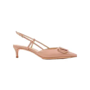 V Strap Backless Stiletto Sandals Soft Leather French Pointed Toe Heels