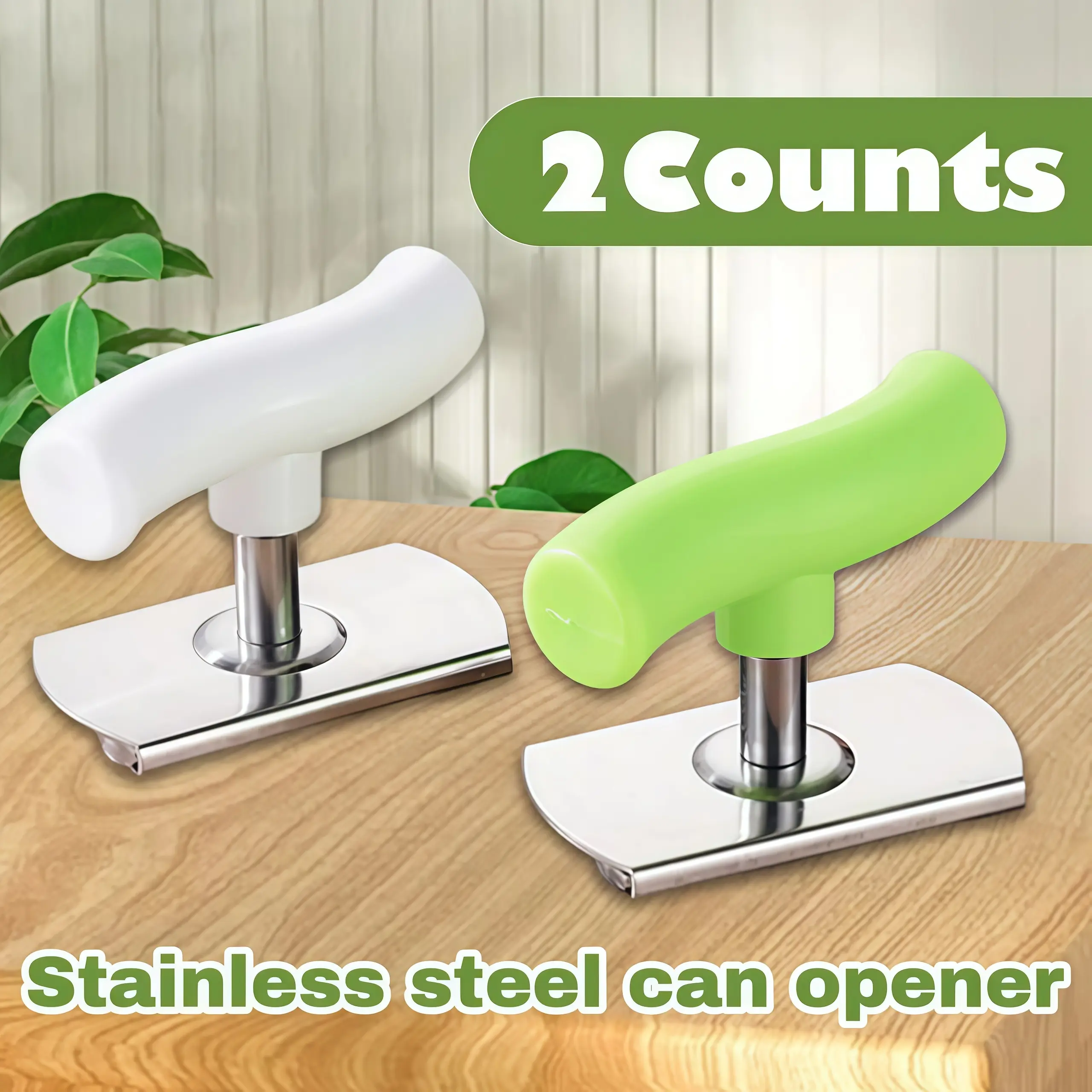 2pcs labor-saving stainless steel can opener, household manual can opener, anti slip handle can opener, 2-pack portable can opener, easy handshake can opener, safe and smooth edge can opener, labor-saving rotating can opener
