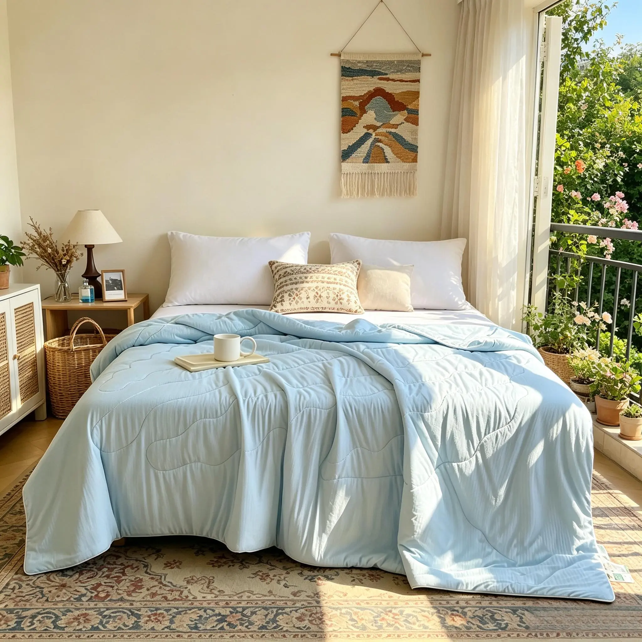 Cool Summer Lightweight Air-Conditioning Blanket - Light, Breathable, Soft Bedding for Heat-Sensitive Users, Machine Washable for Bedrooms, Sofas