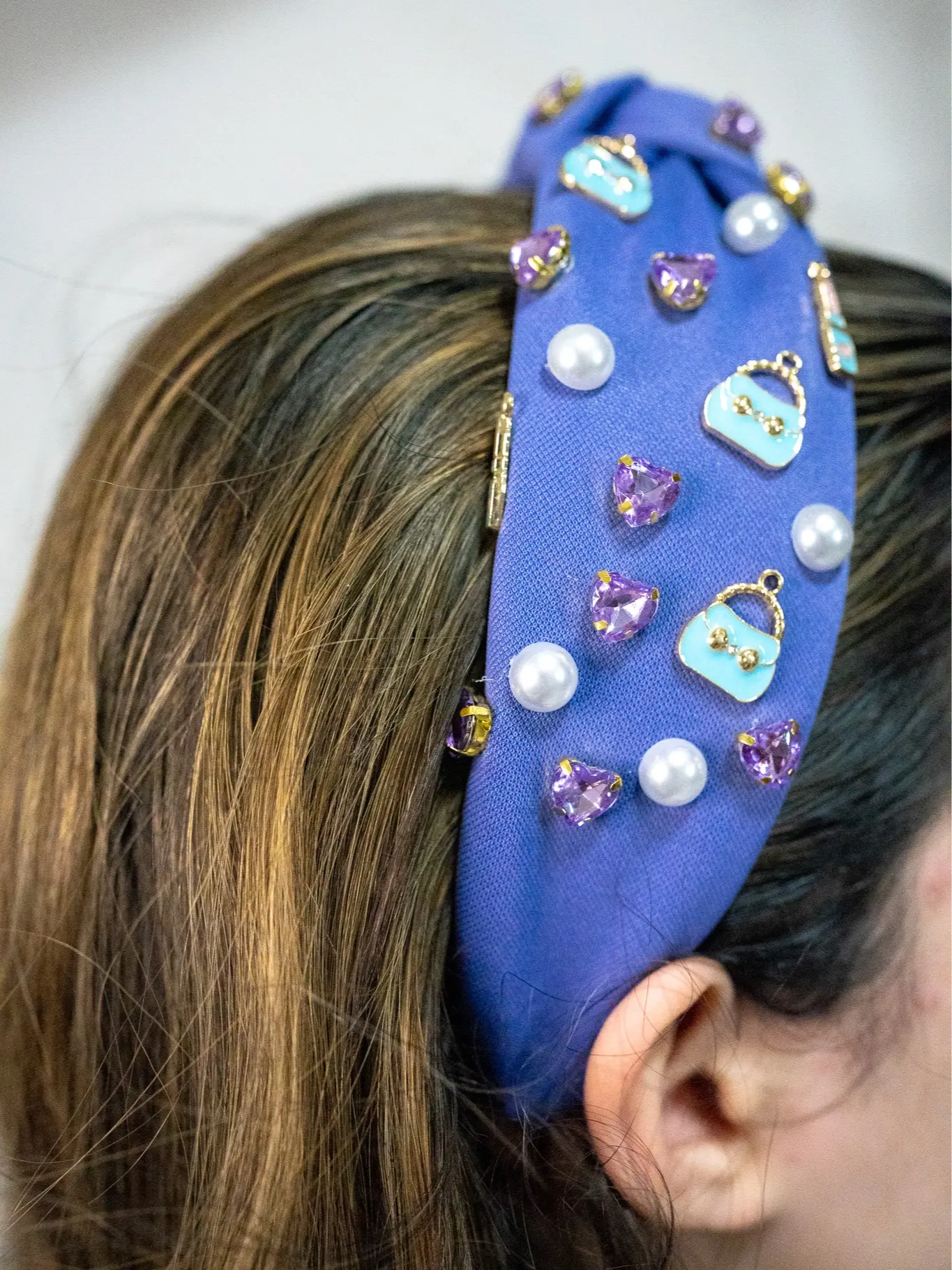 Purple knotted headband, school headband, preppy headband