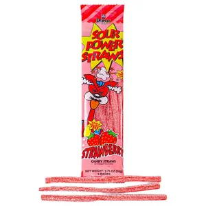 Sour Power Candy Straws, Strawberry , 7-Count, 1.75 Ounce (3 packs) Snack Sweet