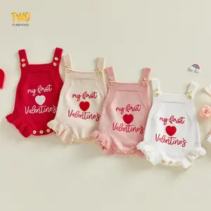My First Valentines Baby Girl Outfit Newborn Heart Embroidery Sweater Romper Knit Onesie Cute Knitted Spring Outfits