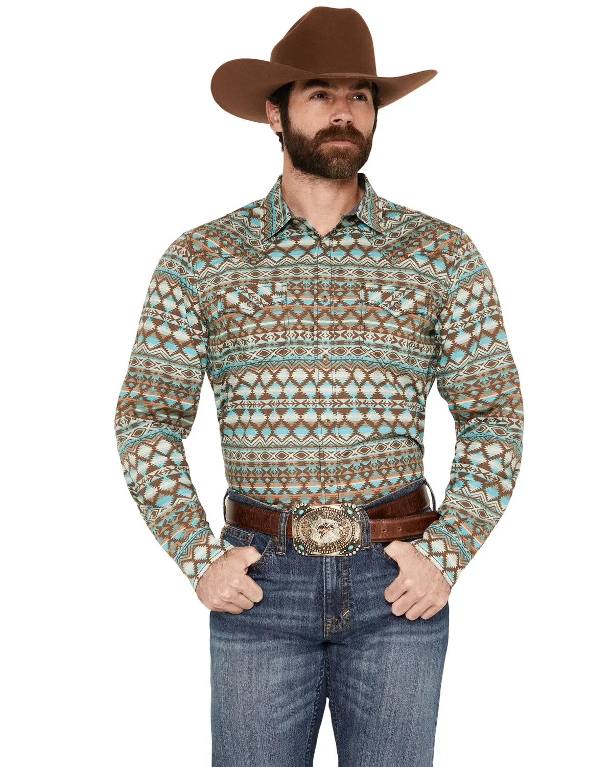 Cody James Men's Men'S Woodward Southwestern Long Sleeve Snap Western Shirt - Cjsu26w29-Bn
