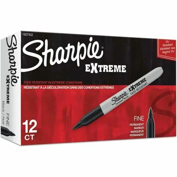 Sanford SAN1927432 Fine Point Extreme Marker - Black, 12 Count, 0.9 - 1.1 Mm, High Porosity Nib Design, High Impact, Formulated with Bold Color Dyes, Increased Adhesion
