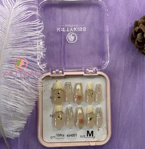 Kettykiss 100% Handmade 10Pcs Reusable Press On Nails KH001-060 Long Square Coffin  Long-lasting Waterproof, and Stunning   Be the Center of Attention  #NailGoals #PressOnNails #NailArt #GlamNails Nail Care Nail Polish Manicure Cutics Cosmetic